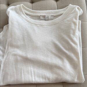 LOFT Cream Long Sleeve Top